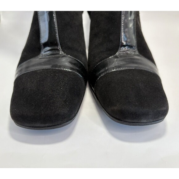 Celine Black Suede Ankle Boots w/ Patent Leather Details Y2K Sz EU 38.5C 8.5 - Picture 6 of 12